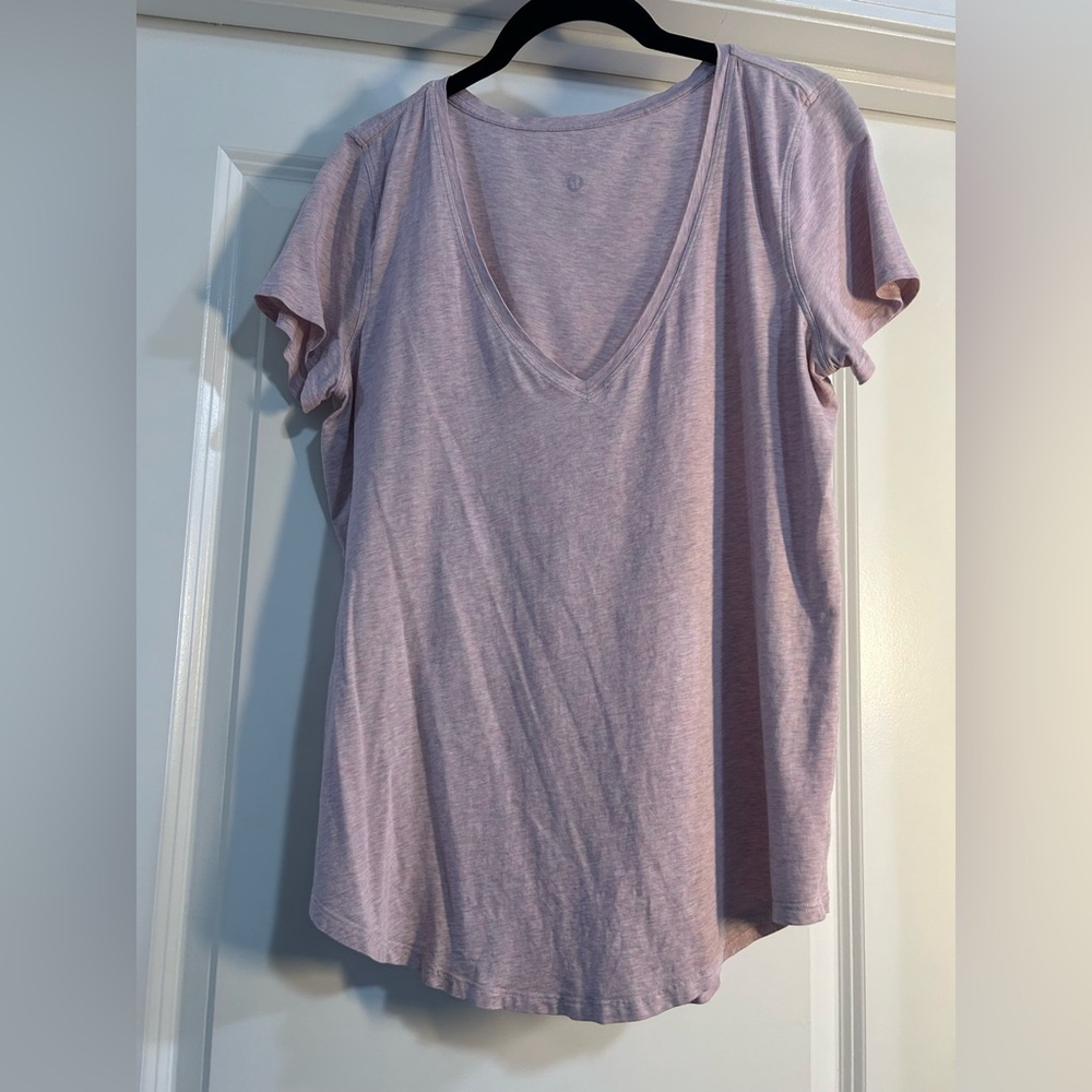 Lululemon Women's Pink‎ Taupe V-Neck Top-PTP 20"